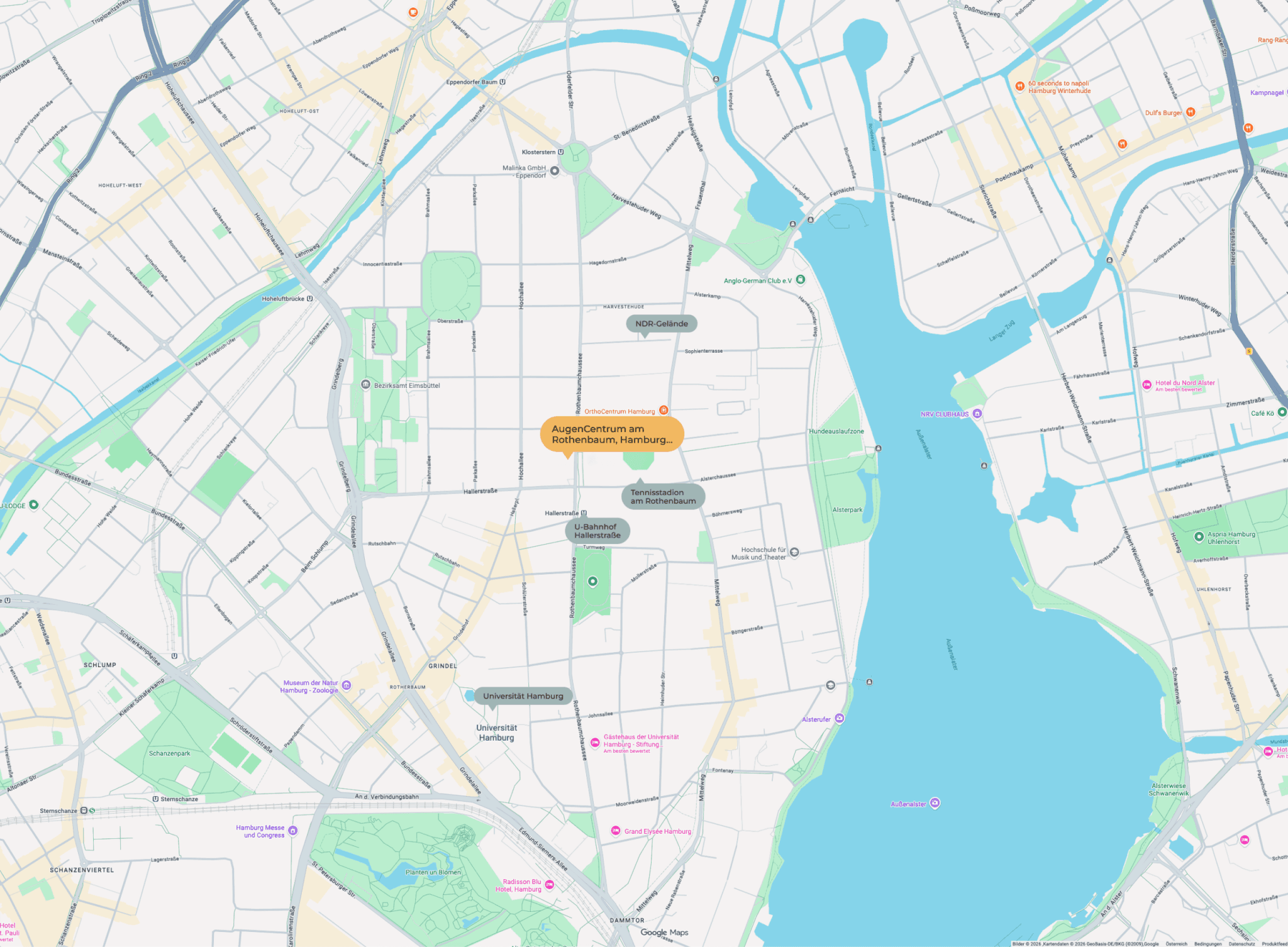 AugenCentrum am Rothenbaum im Herzen von Hamburg - Anfahrt und Kartenansicht